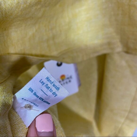 MARINE LAYER Yellow Sleeveless Linen Crop Top - Size Medium - Picture 8 of 9